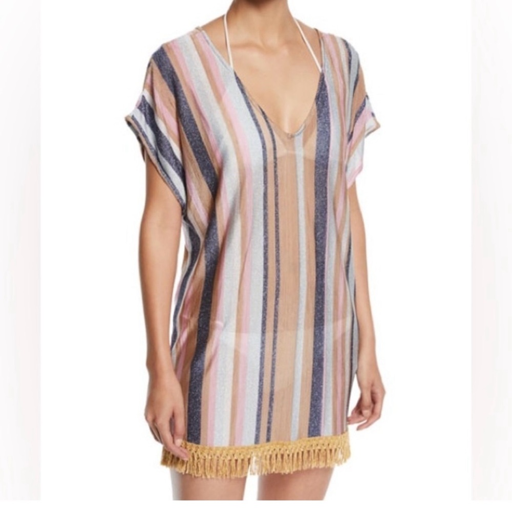 PILYQ Striped Multicolor Swim Coverup